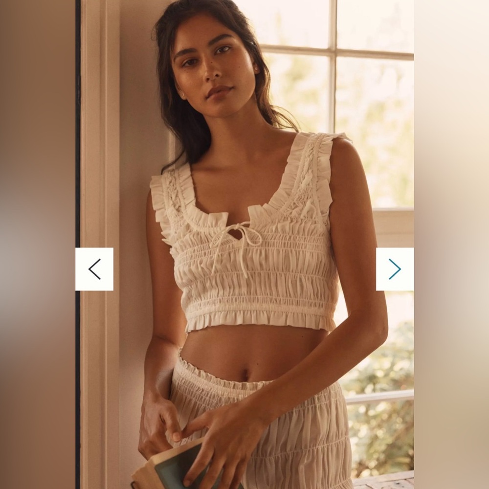 💜LyreBird by Anthropologie Sheer Ruffle Lounge Set – Bralette M & Shorts L